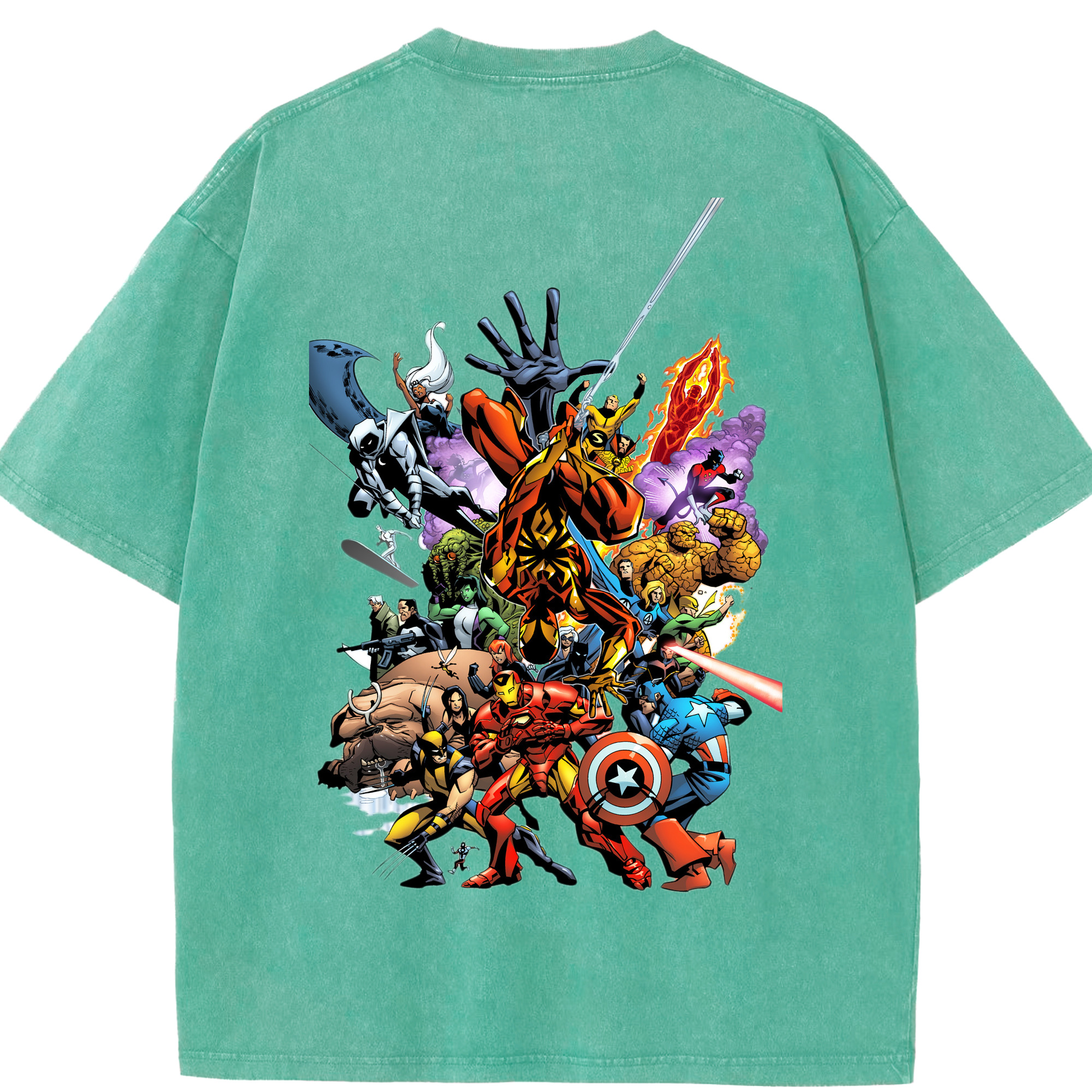 （画像用） アベンジャーズ The Avengers 綿100% ヴィンテージ風 半袖Tシャツ（背面プリント）